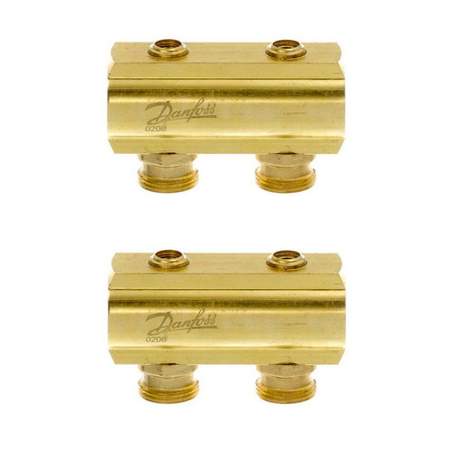 Коллектор распред латунь FHF Ру10 ВР 1" на 10 вых НР 3/4" конфигурация "10+10" Danfoss 088U0550